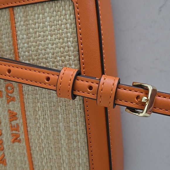 New W/ Tag Kate Spade Ellie Mini Straw Orange Mini Tote Bag Crossbody Top Handle - Picture 10 of 16